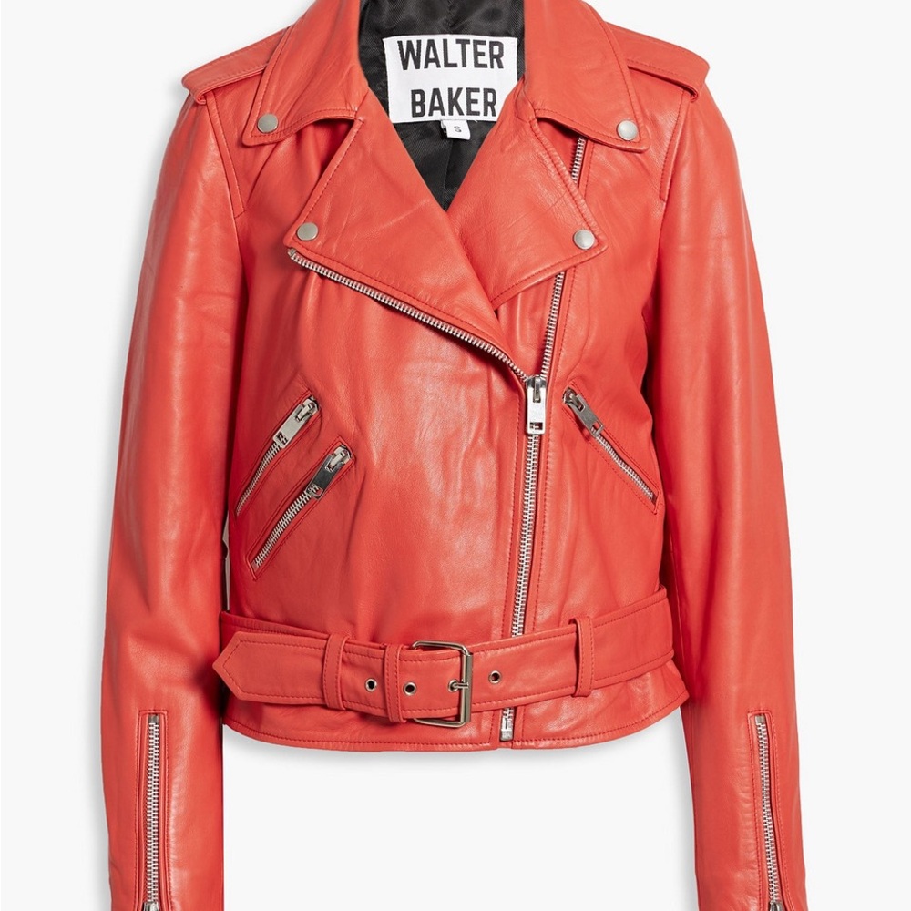 NWT Walter Baker Women's Chili Color Moto Leather Jacket size large